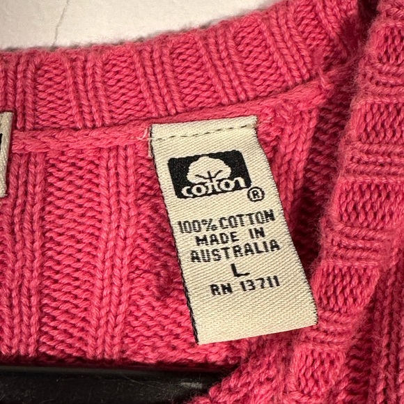 Marsh Landing by Amanda Smith Pink rose coral Cable Knit Crew Neck Sweater L‎ - Picture 6 of 14